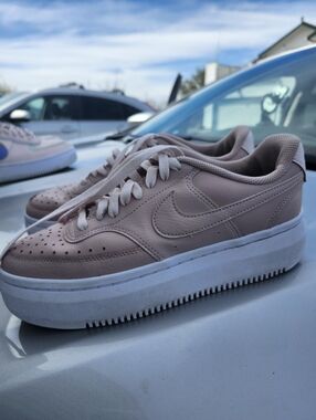 Nike Women’s Blush Pink Leather Platform Sneakers